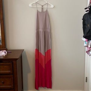 Silvergate Taupe/Coral/Pink Trapeze Maxi Dress Size Large